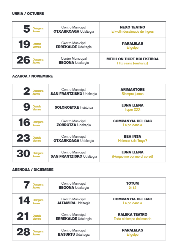 Calendario zirkuitua rekalde